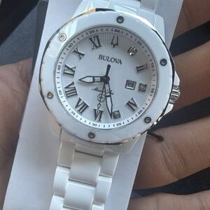 Bulova Marine Star Marc Anthony Womens White Bracelet Watch 98p222